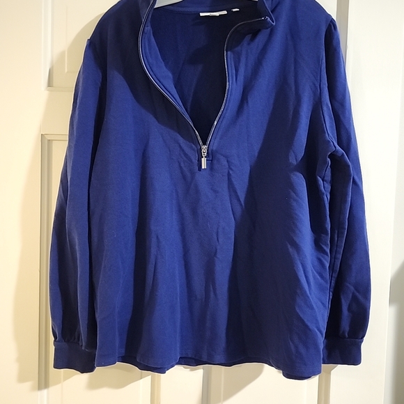 Chicos Size 3 US XL Deep Blue Half Zip Pullover Top Jumper Sweatshirt Athleisure - Picture 3 of 5